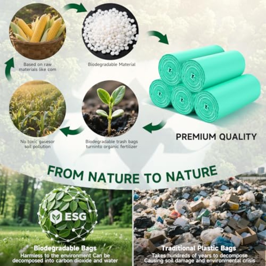2 Galon Mini Yeşil Çöp Torbası - Biodegradable Bin Liner incelemesi ve fiyatı